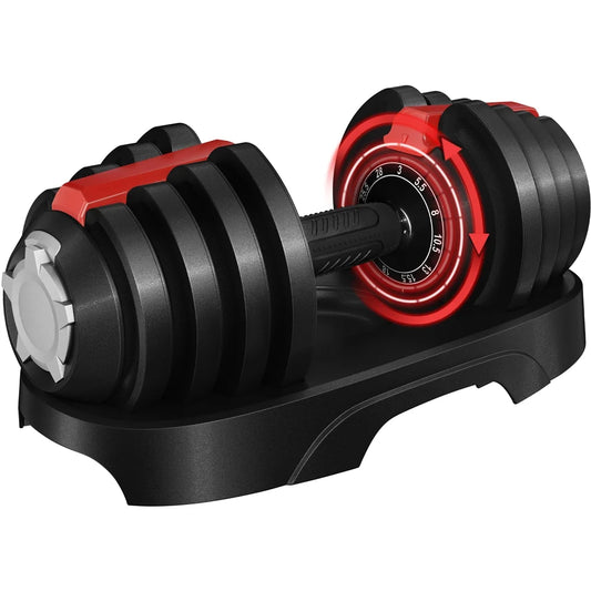 11-In-1 Adjustable Dumbbell Weight for Home Gym, Black & Red
